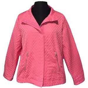 NEW Bubble-Texture Snap Jacket Size‎ SM Pink Zip Pockets Long Sleeve Moto Artsy